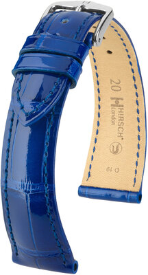 Leather strap Hirsch London 04307182-2, Blue, alligator skin, Quick Release