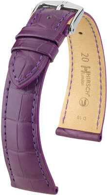 Leather strap Hirsch London 04307186-2, purple, alligator skin, Quick Release