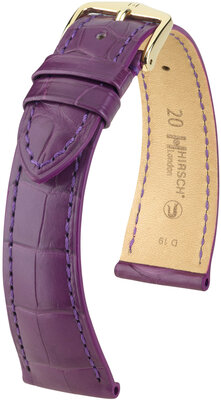 Leather strap Hirsch London 04307186-7, purple, alligator skin, Quick Release