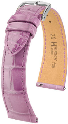 Leather strap Hirsch London 04307187-2, purple, alligator skin, Quick Release