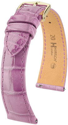Leather strap Hirsch London 04307187-7, purple, alligator skin, Quick Release