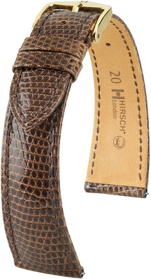 Leather strap Hirsch London 04366110-7, Brown, lizard skin, Quick Release