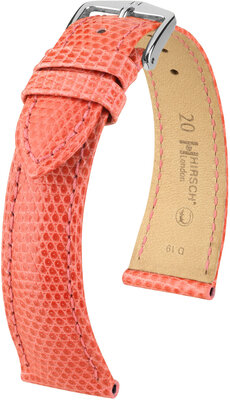 Leather strap Hirsch London 04366122-2, Pink, lizard skin, Quick Release