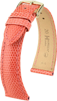 Leather strap Hirsch London 04366122-7, Pink, lizard skin, Quick Release
