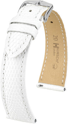 Leather strap Hirsch London L 04366000-2, white, lizard leather, length L, Quick Release