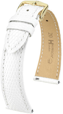 Leather strap Hirsch London L 04366000-7, white, lizard leather, length L, Quick Release