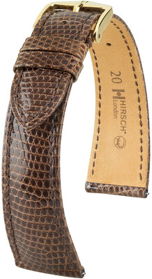 Leather strap Hirsch London L 04366010-7, brown, lizard leather, length L, Quick Release