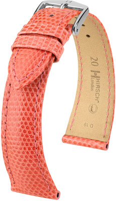Leather strap Hirsch London L 04366022-2, orange, lizard leather, length L, Quick Release