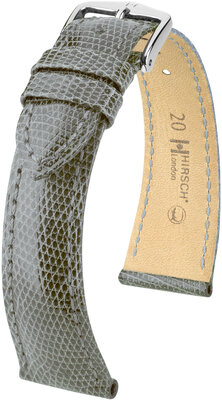 Leather strap Hirsch London L 04366030-2, grey, lizard leather, length L, Quick Release