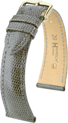 Leather strap Hirsch London L 04366030-7, grey, lizard leather, length L, Quick Release
