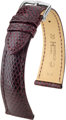 Leather strap Hirsch London L 04366060-2, purple, lizard leather, length L, Quick Release