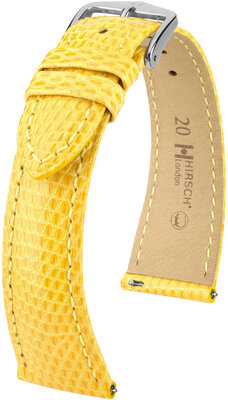 Leather strap Hirsch London L 04366072-2, yellow, lizard leather, length L, Quick Release