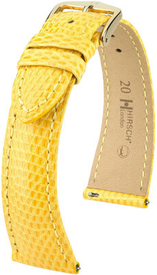 Leather strap Hirsch London L 04366072-7, yellow, lizard leather, length L, Quick Release