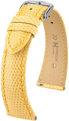 Leather strap Hirsch London L 04366073-2, yellow, lizard leather, length L, Quick Release
