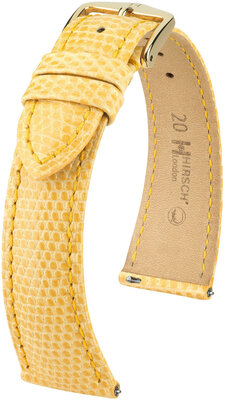 Leather strap Hirsch London L 04366073-7, yellow, lizard leather, length L, Quick Release