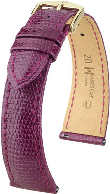 Leather strap Hirsch London L 04366087-7, purple, lizard leather, length L, Quick Release