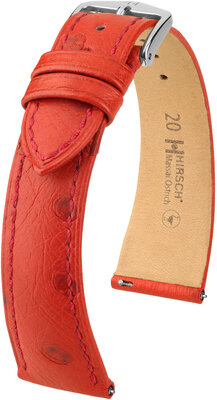 Leather strap Hirsch Massai Ostrich L 04362020-2, red, ostrich leather, length L, Quick Release