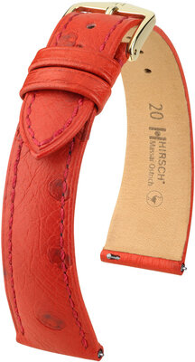 Leather strap Hirsch Massai Ostrich L 04362020-7, red, ostrich leather, length L, Quick Release