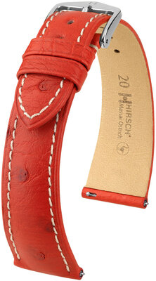 Leather strap Hirsch Massai Ostrich L 04362021-2, red, ostrich leather, length L, Quick Release