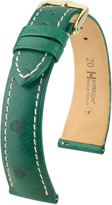 Leather strap Hirsch Massai Ostrich L 04362041-7, green, ostrich leather, length L, Quick Release