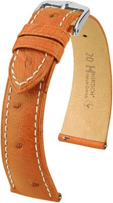 Leather strap Hirsch Massai Ostrich L 04362071-2, brown, ostrich leather, length L, Quick Release