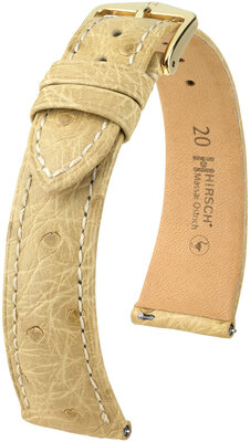 Leather strap Hirsch Massai Ostrich L 04362090-7, beige, ostrich leather, length L, Quick Release