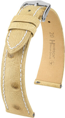 Leather strap Hirsch Massai Ostrich L 04362091-2, beige, ostrich leather, length L, Quick Release