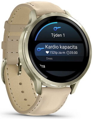 Garmin Venu 4 41mm Lunar Gold / Light Sand, Leather Band (+ extra strap)