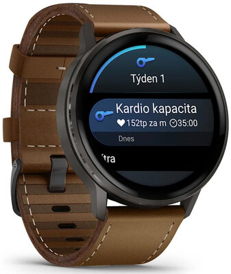 Garmin Venu 4 45mm Slate / Brown, Leather Band (+ extra strap)