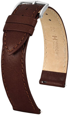 Leather strap Hirsch Forest L 17920210-2, brown, calfskin, length L, Quick Release