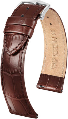 Hirsch Louisianalook leather strap L 03427010-2, brown, calf leather, length L