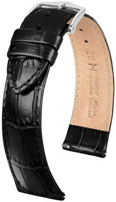 Hirsch Louisianalook Leather Strap L 03427050-2, black, calf leather, length L, Quick Release