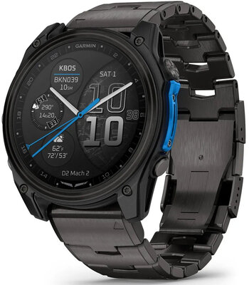 Garmin D2 Mach 2 51mm (Premium), Carbon Gray DLC Titanium with Vented Titanium Bracelet (+ extra strap)