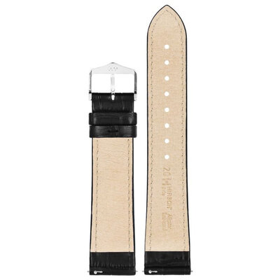 Leather strap Hirsch Duke S 01028350-2, black, calf leather, length S, Quick Release