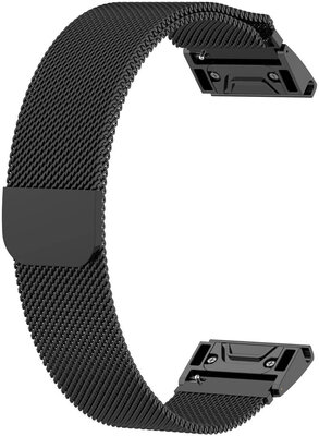 Steel bracelet Ricardo 22mm (pro Garmin Fenix 8/7/6 (47mm), Epix 2 aj.), Milanese, black, QuickFit