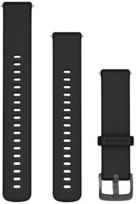 Silikonový řemínek Garmin 18mm (pro Venu 2S, Vívoactive 4S, Vívomove 3S), černý, Quick Release, + prodloužená část, 010-13406-02