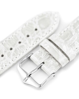 Hirsch Genuine Croco Leather Strap L 01808000-2, white, crocodile leather, length L, Quick Release