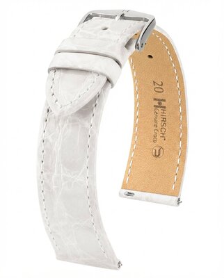 Hirsch Genuine Croco Leather Strap L 01808000-2, white, crocodile leather, length L, Quick Release