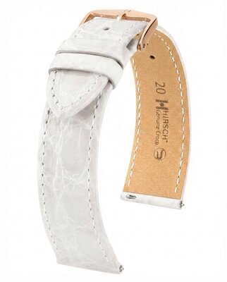 Hirsch Genuine Croco Leather Strap L 01808000-7, white, crocodile leather, length L, Quick Release