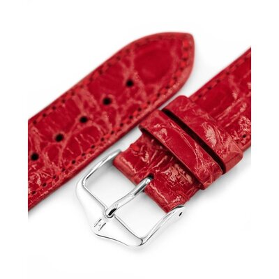 Leather strap Hirsch Genuine Croco L 01808020-2, red, crocodile leather, length L, Quick Release
