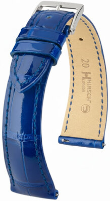 Leather strap Hirsch London L 04307082-2, blue, alligator leather, length L, Quick Release