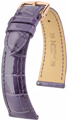 Leather strap Hirsch London L 04307084-7, purple, alligator leather, length L, Quick Release