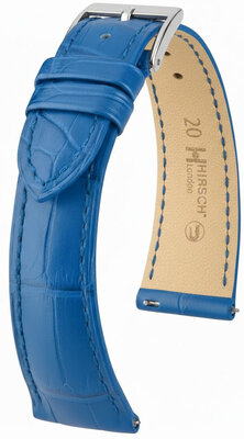 Leather strap Hirsch London L 04307085-2, blue, alligator leather, length L, Quick Release