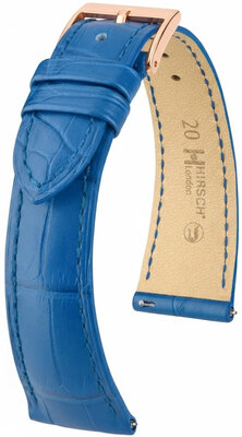 Leather strap Hirsch London L 04307085-7, blue, alligator leather, length L, Quick Release