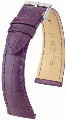 Leather strap Hirsch London L 04307086-2, purple, alligator leather, length L, Quick Release