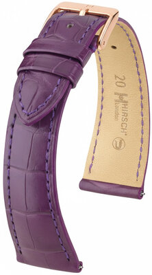 Leather strap Hirsch London L 04307086-7, purple, alligator leather, length L, Quick Release