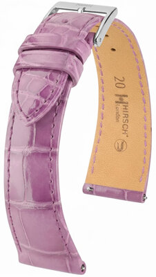 Leather strap Hirsch London L 04307087-2, purple, alligator leather, length L, Quick Release