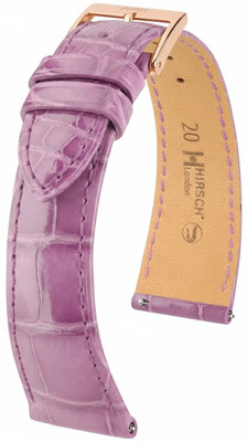 Leather strap Hirsch London L 04307087-7, purple, alligator leather, length L, Quick Release