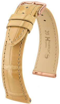 Leather strap Hirsch London L 04307090-7, beige, alligator leather, length L, Quick Release