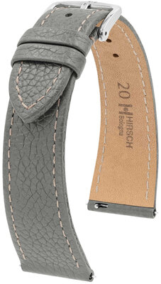 Leather strap Hirsch Bologna 01802130-2, Grey, veal, Quick Release